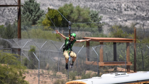 man on a zipline